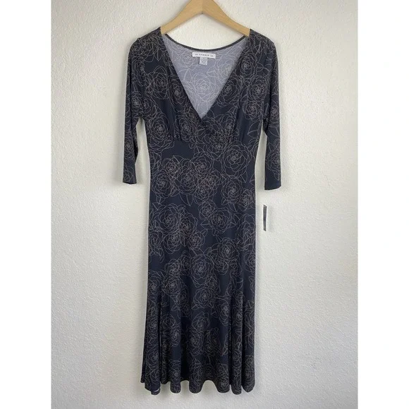 AA Studio Whimsigoth Midi Dress Size 8 Babydoll Fairy Witchy Dark Floral Brown - Picture 2 of 7